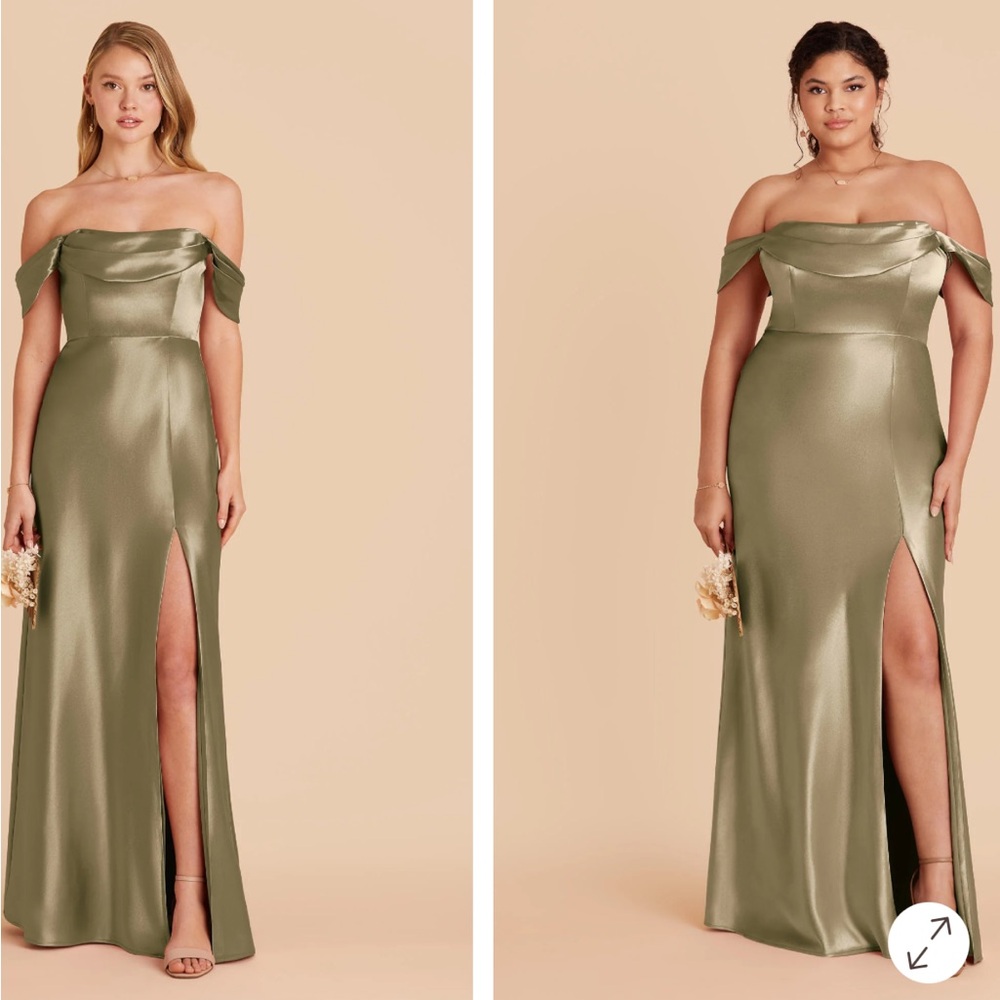 Birdy Grey Mia Shiny Satin Moss Green Bridesmaid Dress - Size L